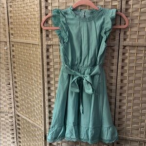 Elegant Teal Kids Dress with Ruffle Sleeves